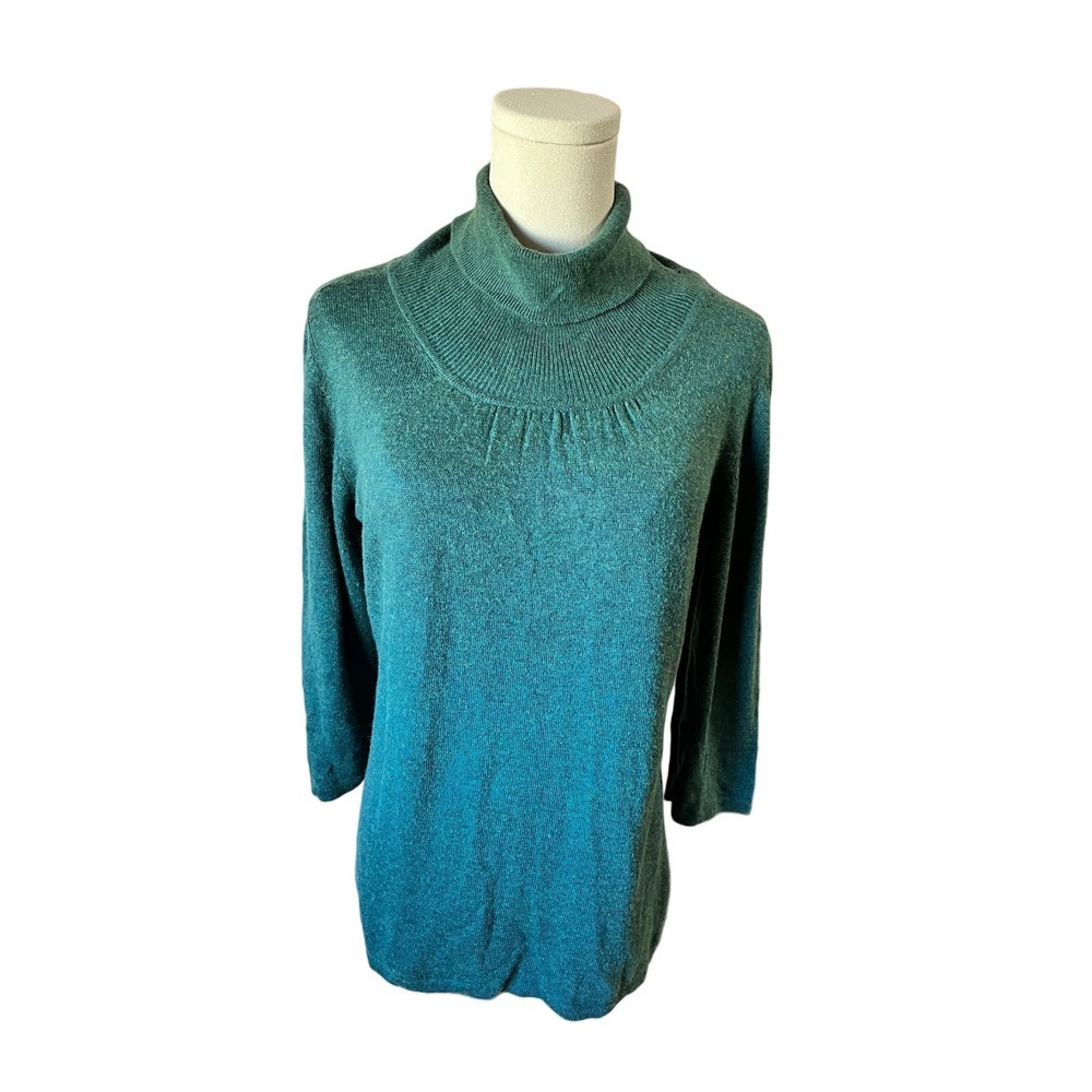 Banana Republic Pullover Sweater Wool Cashmere Blend Turtleneck Green Womens L​
